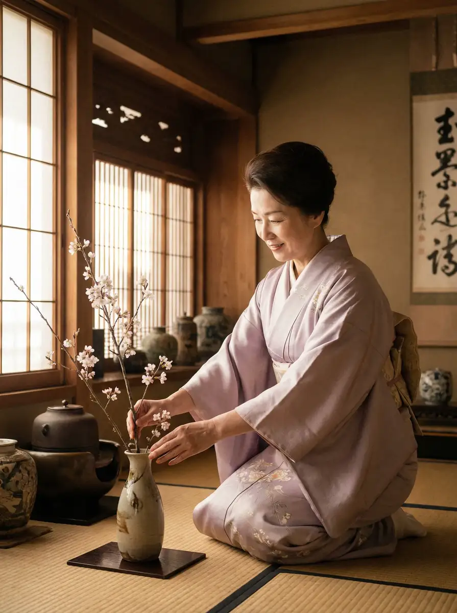 一位优雅的 海角黑料-海角黑料在线观看::全网独家海角黑料合集 在和室中插花